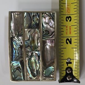 Vintage Abalone Shell and Silver Belt Buckle Retro Western Boho Coastal Cowgirl
